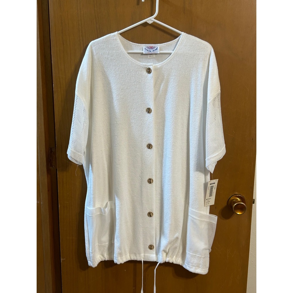 VTG 90s White Swim Cover Up Plus Size 22W Sears Cover Zone Made in‎ USA NWT - Picture 2 of 7